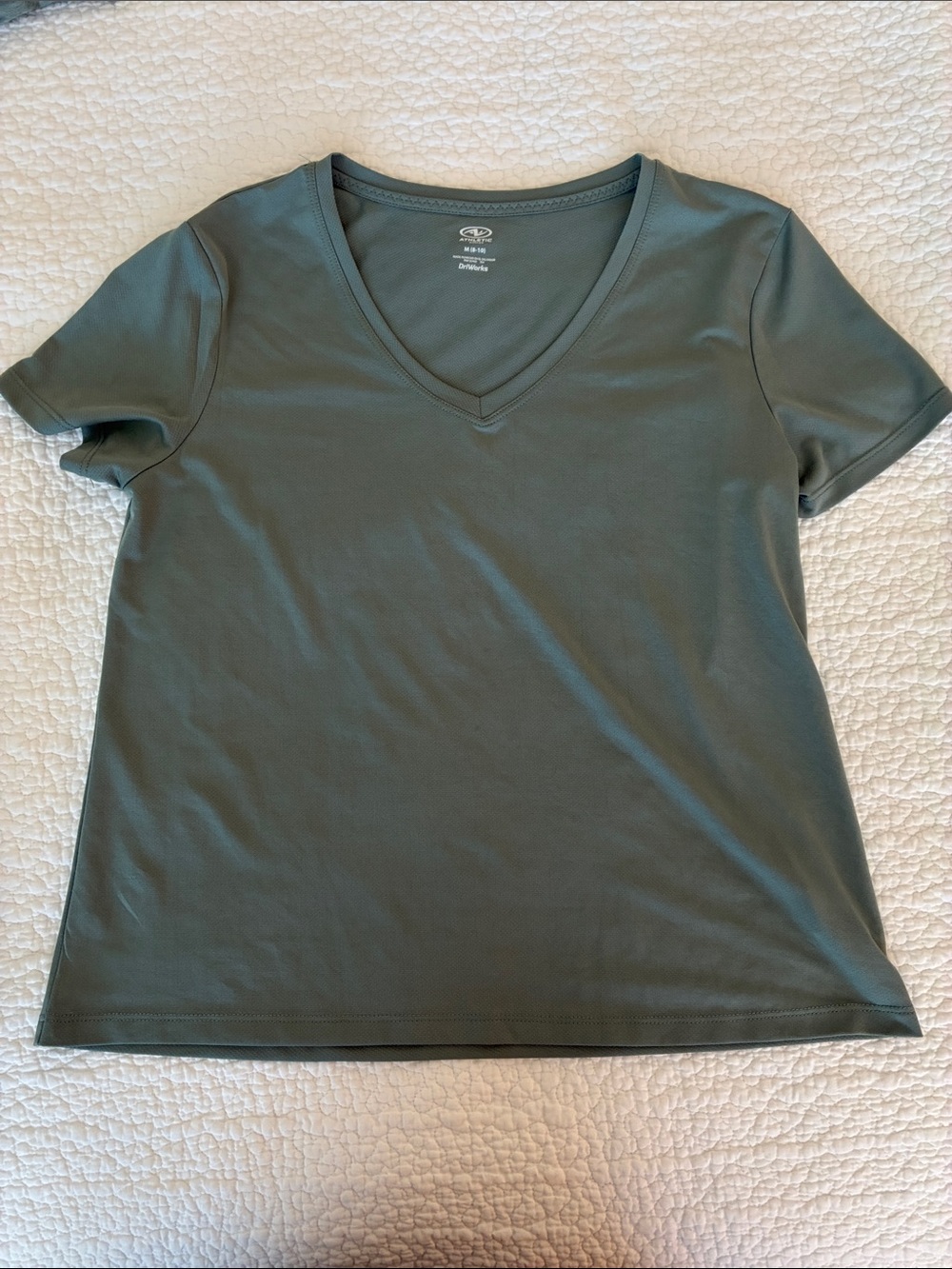 Athletic Works Women's V-Neck Short Sleeve Tee in Olive Green